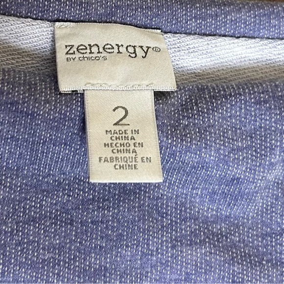 Zenergy BY Chico’s Size 2 denim color 3/4 sleeve top - Picture 3 of 8